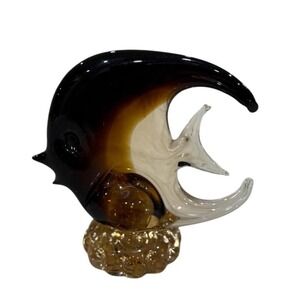 Italian Art Murano Hand blown Glass Fish Figurine Tropical Fish Decor 1950s